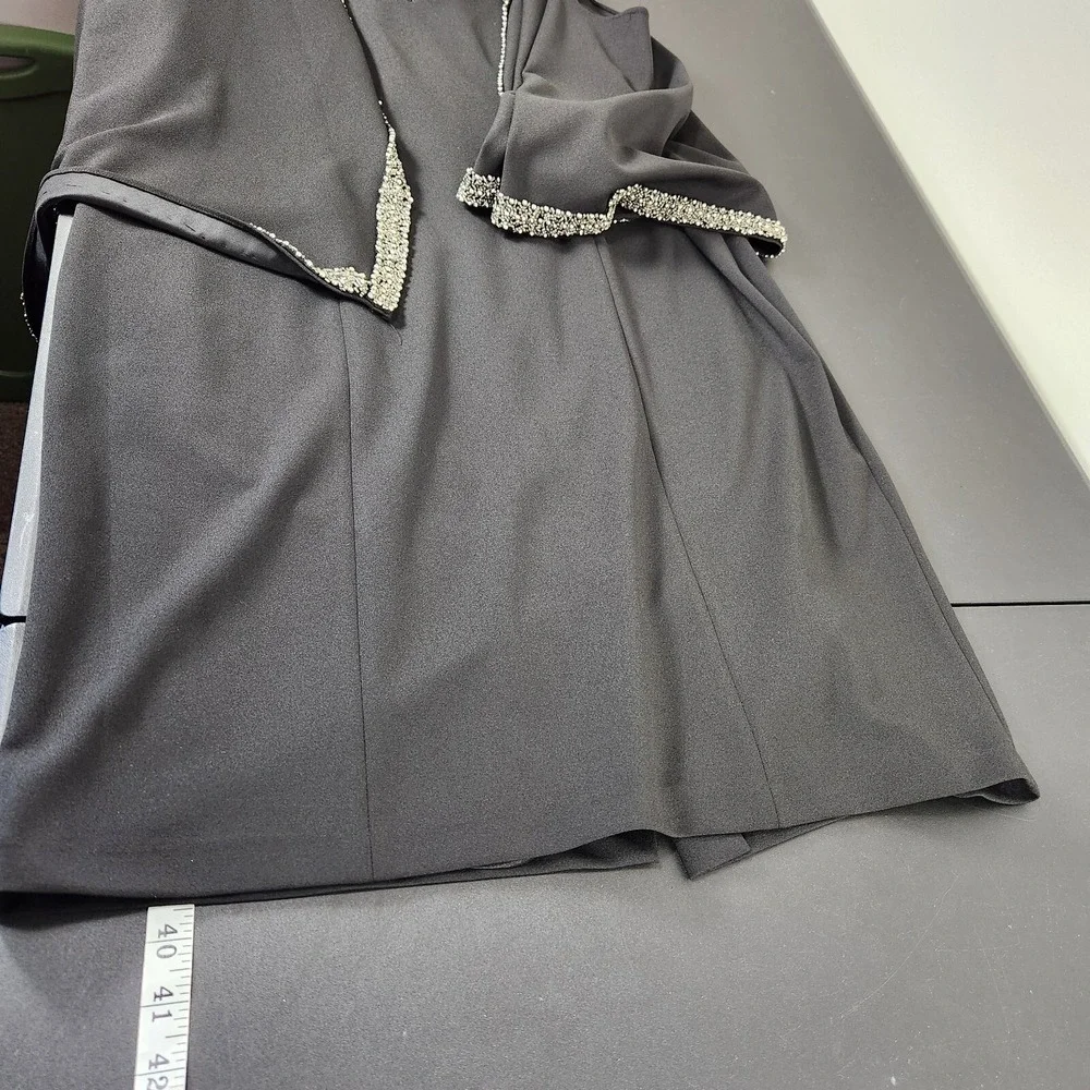Adrianna Papell NWT Womens Black Crepe Cold Shoulder Cape Sheath Dress Sz‎ 14W